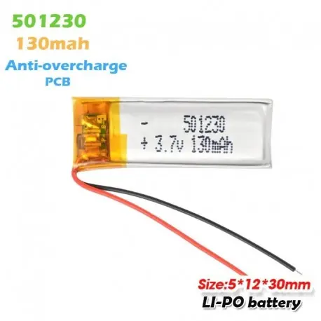 Népszerű 4db - 501230 051230 3,7 V 130 mAh lítium polimer újratölthető akkumulátor Mp3 Mp4 DVC DIY GPS bluetooth headset intelligens