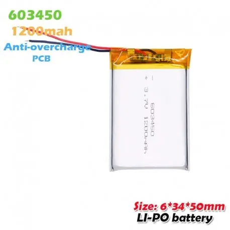 Különleges ajánlat 1 DB - 603450 3,7 V 1200 mAh lítium polimer Lipo újratölthető akkumulátor MP3 MP4 GPS játékhoz vezeték nélküli