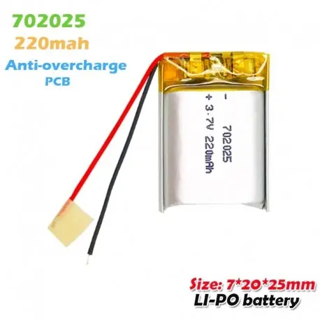 Különleges ajánlat 1 DB - 702025 072025 3,7 V 220 mAh újratölthető Li-polimer akkumulátor mp3 MP4 MP5 bluetooth hangszóró videó vezeték
