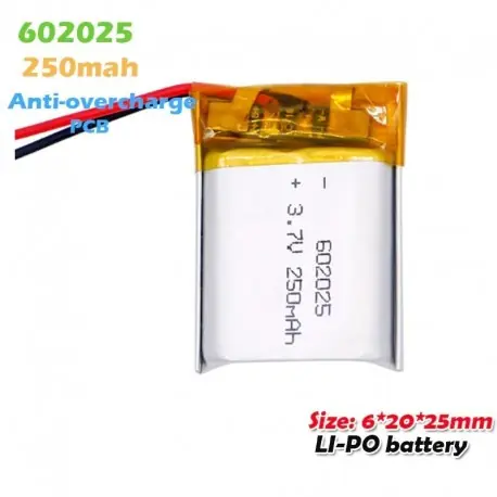 Legjobb ár 4db - 602025 3,7 V 250 mAh lítium polimer újratölthető akkumulátor Mp3 MP4 MP5 GPS játékokhoz Bluetooth fejhallgató