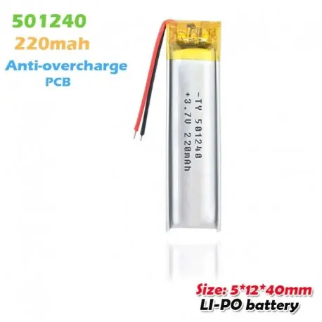 1 DB - 501240 051240 3,7 V 220 mAh újratölthető Li-polimer akkumulátor MP3 MP4 GPS Bluetooth fülhallgató hangszóróhoz Nézd meg most