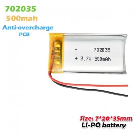 1 DB - 702035 3,7 V 500 mAh újratölthető lítium polimer Li-po akkumulátor a BT hangszóróhoz intelligens karóra LED fény Korlátozott ajánlat