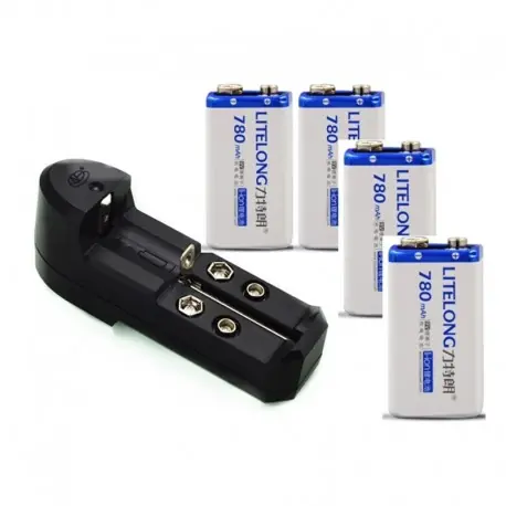 Alacsony ár 4 db szuper nagy kapacitású 780MAH Li-Ion lítium 9V újratölthető akkumulátor univerzális 9v AA AAA 18650 14500 CR123A