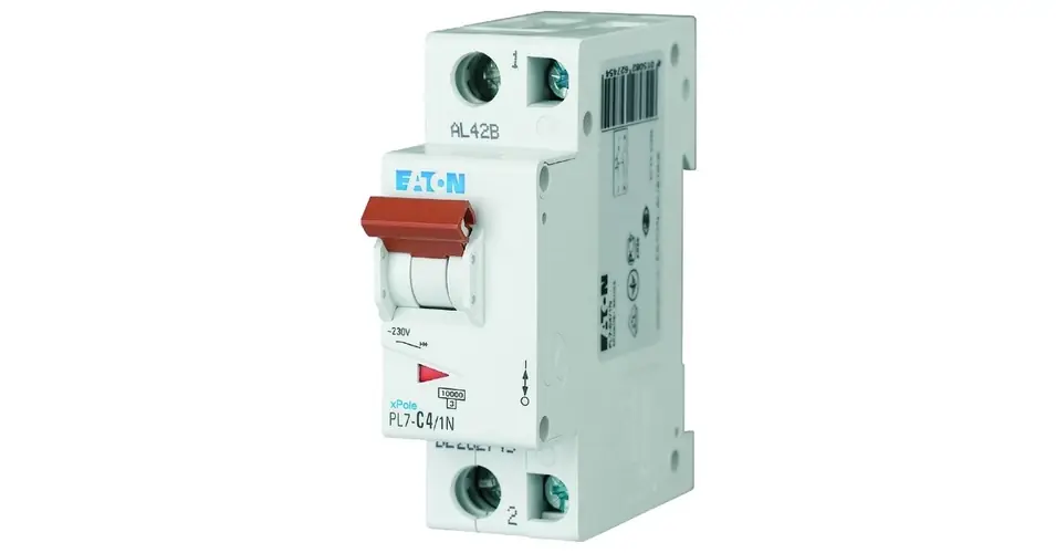 Végkiárusítás Kismegszakító 1P+N 4A C-jelleg 230V AC 10kA/60898 PL7-C4/1N EATON