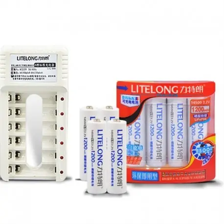 Kihagyhatatlan ajánlat 6db / tétel Új nagy kapacitású LITELONG 14500 AA 1200mah 3,2 V LiFeP04 újratölthető akkumulátor LTLB06 töltő