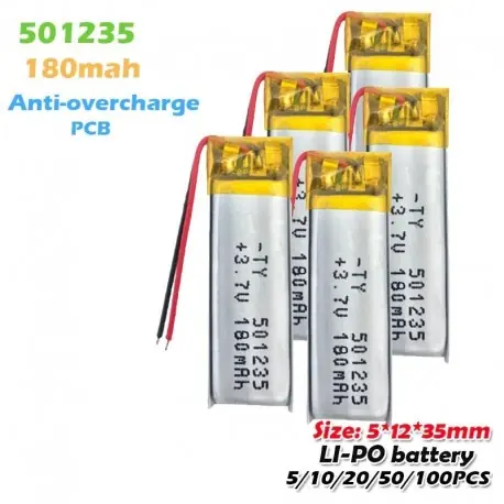 Különleges ajánlat 50PCS - 501235 3,7v 180mAh újratölthető lítium polimer akkumulátor MP3 MP4 GPS navigációs bluetooth headset
