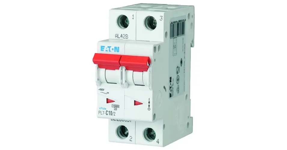 Kismegszakító 2P 10A C-jelleg 400V AC 10kA/60898 PL7-C10/2 EATON Prémium