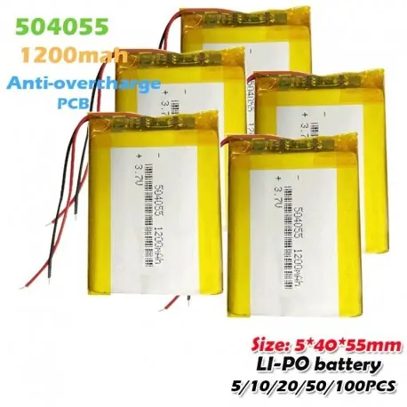 Biztonságos fizetés 5CS - 504055 3,7 V 1200 mAh lítium polimer újratölthető akkumulátor MP3 MP4 MP5 DVR GPS navigátor játékhoz Power Bank