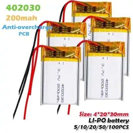 20PCS - 402030 3,7 V 200 mAh Lipo lítium polimer újratölthető akkumulátor GPS MP3 MP4 MP5 Bluetooth headset hangszóró Végkiárusítás