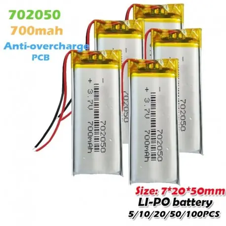 Korlátozott ajánlat 100PCS - 702050 3.7v 700mah lítium polimer újratölthető akkumulátorok MP3 MP4 MP5 játék GPS navigátor LED világítás