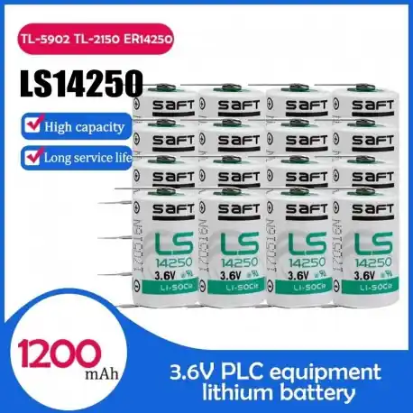 Legkelendőbb 16db / tétel Eredeti SAFT LS14250 LS 14250 3,6V 1200mAh 1/2 AA 1 / 2AA lítium akkumulátor csapokkal PLC berendezésekhez CNC