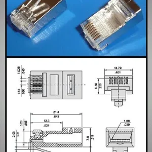 RJ45 FTP/STP dugó 8p/8c árnyékolt, CAT5 (kerek kábelre) Kiárusítás
