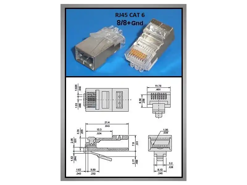 Azonnal elérhető RJ45 FTP/SFTP dugó 8p/8c árnyékolt, CAT6 (lapos és kerek kábelhez)