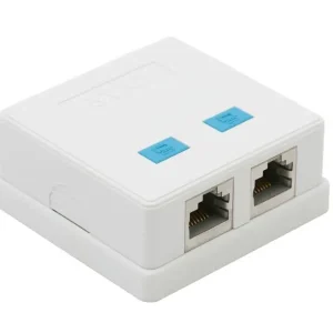 Azonnali szállítás FTP 2xRJ45 Cat.5E fali aljzat 2x8p. 8P8C,falon kívüli, árnyékolt