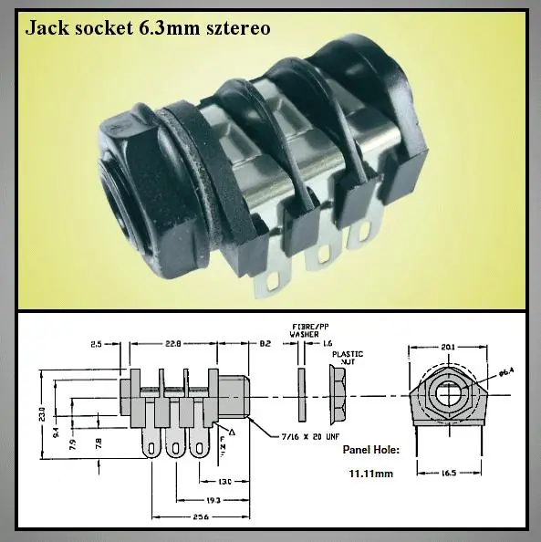Azonnali szállítás Jack 6.35mm sztereó aljzat (forrfüles) leválasztós