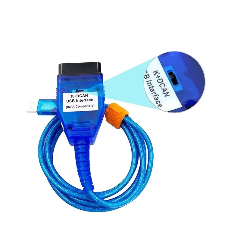 INPA kábel - BLUE Switch INPA USB interfész OBD2 kábel a BMW autókhoz Hibák olvasása és törlése Jó INPA Ediabas - K Árcsökkenés
