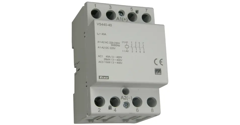 Exkluzív ajánlat Installációs kontaktor sorolható 40A 24-400V AC/DC 2-z 2-ny 230V AC/DC-műk 3mod VS440 Elko EP