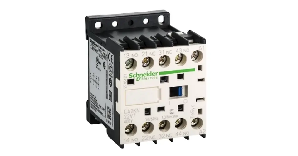 Expressz kézbesítés Segédkontaktor (s.kapcsoló) 10A/400V 2-z 2-ny 400VAC kalapsín/csavaros TeSys CA2-KN Schneider