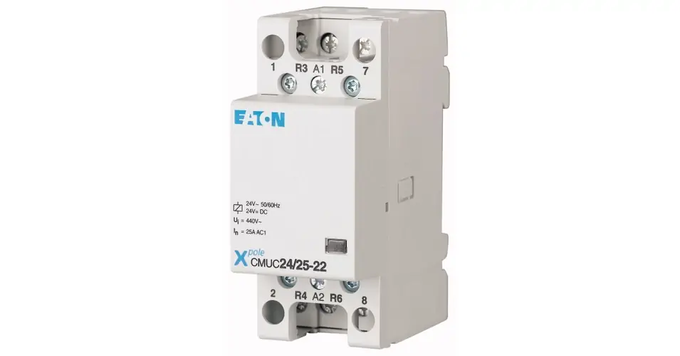 Kedvezményes ár Installációs kontaktor sorolható 25A 24V AC/DC 4-z 440V AC/DC-műk 2mod CMUC24/25-40 EATON