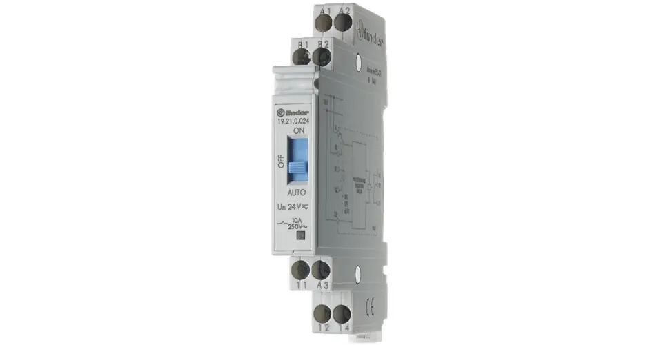 Szuper akció Beavatkozómodul Auto-Ki-Be 10A 1-v csavaros 24VAC 24VDC monostabil IP20 19.21.0.024.0000 FINDER