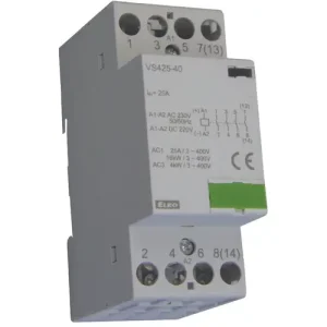 Installációs kontaktor sorolható 25A 24-400V AC/DC 2-z 2-ny 230V AC/DC-műk 2mod VS425 Elko EP Újdonság