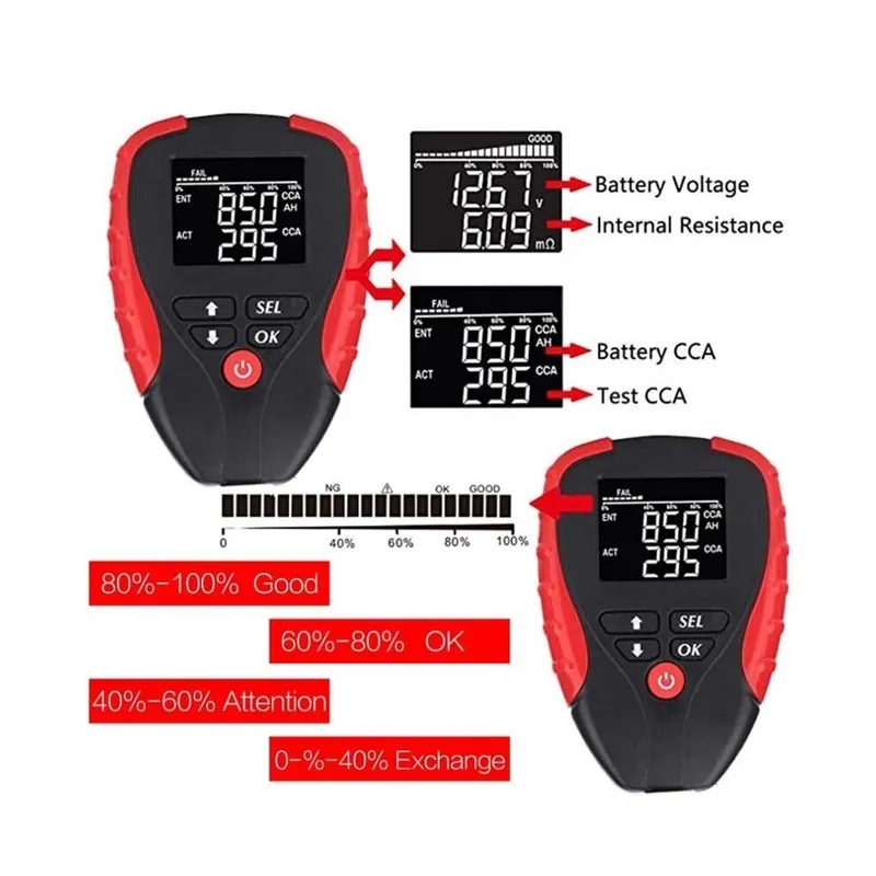 AE310 digitális LCD háttérvilágítású akkumulátor-tesztelő eszköz autóakkumulátorokhoz, elemezve a 12 V-os CCA Kedvezmény