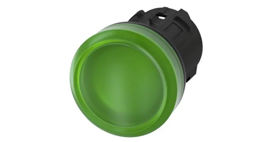 Jelzőlámpa fej kerek zöld lapos 1-lámpa 22.3mm-átmérő IP67 3SU SIEMENS Prémium