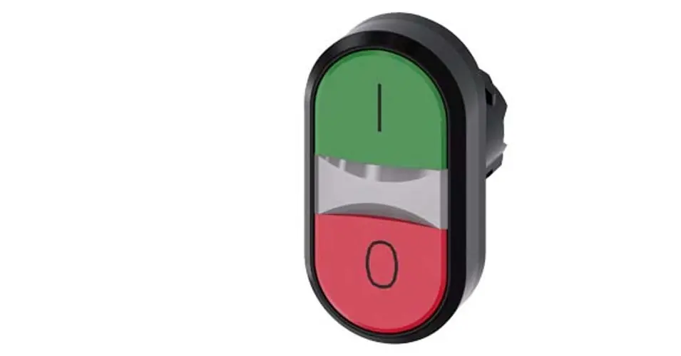 Olcsóbb Kettős nyomógombfej műanyag d22 I/O világító piros/zöld ovális 3SU SIEMENS