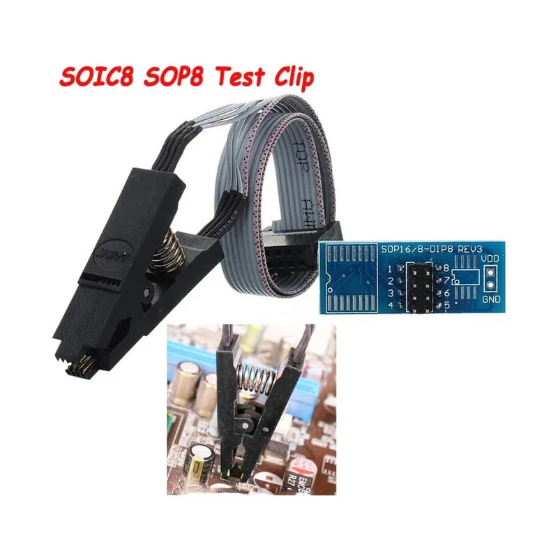 Szezonális akció A legújabb SOIC8 SOP8 tesztcsipesz adapterrel a 24 93 25 26 sorozatú chip IC SOP 8 programozó klip diagnosztikai eszközhöz