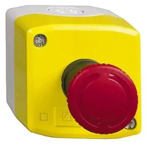Vészgomba-nyomó komplett tokozott d22 1ny 1z falonkívüli 40mm-fej csavaros Harmony XALK Schneider Prémium