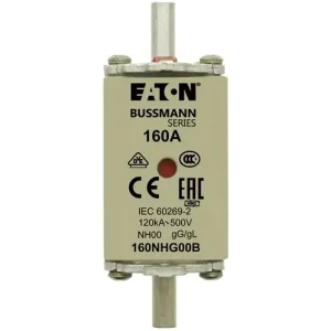 Azonnali szállítás NH biztosítóbetét NH00 160A gL/gG 500V AC 120kA kombikijelző-kioldásjelzéssel Bussmann EATON