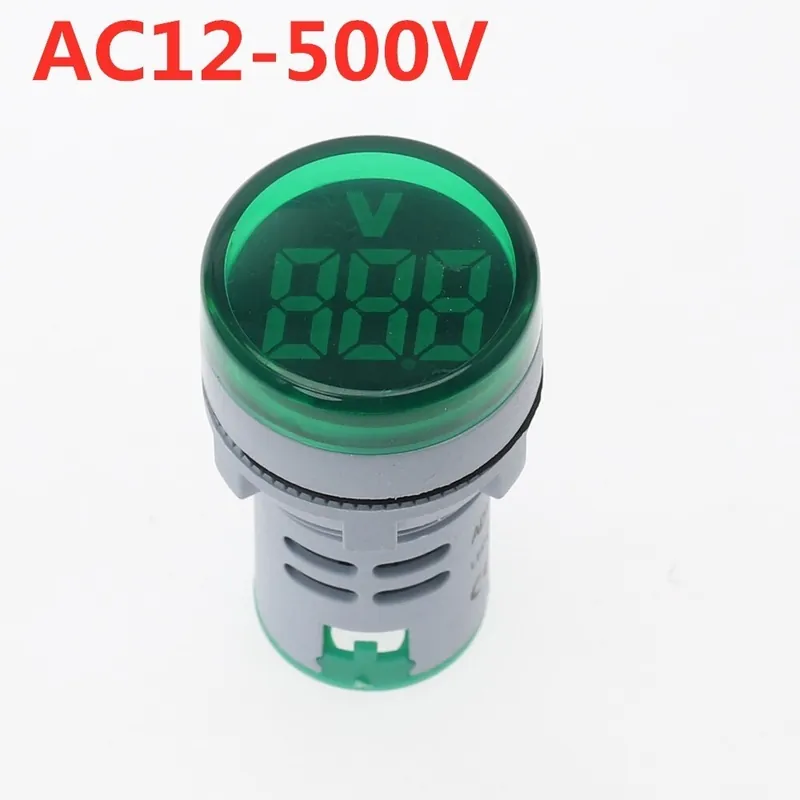 Outlet Szín: zöld 10db - 10db DIY Mini digitális feszültségmérő 22 mm-es kerek feszültségmérő mérő monitor Tápellátás