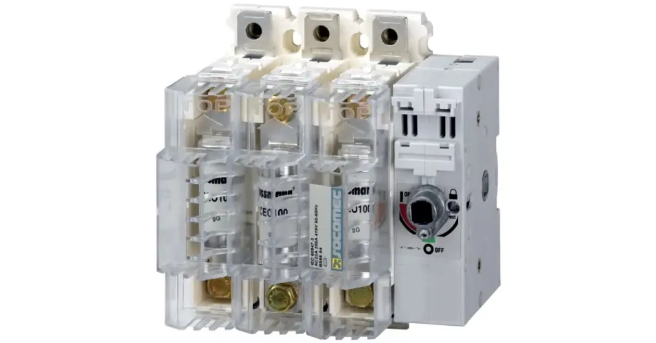 Biztosítós szakaszolókapcsoló NH1 3-pólus 250A 690V ráépíthető IP2X Fuserbloc SOCOMEC Szuper ajánlat