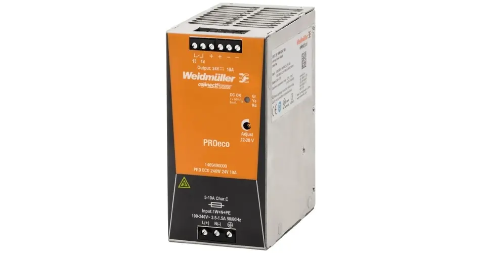 Vedd meg most Kapcsolóüzemű DC tápegység 85-264VAC-be 80-370VDC-be 24VDC-ki PRO ECO 240W 24V 10A Weidmüller