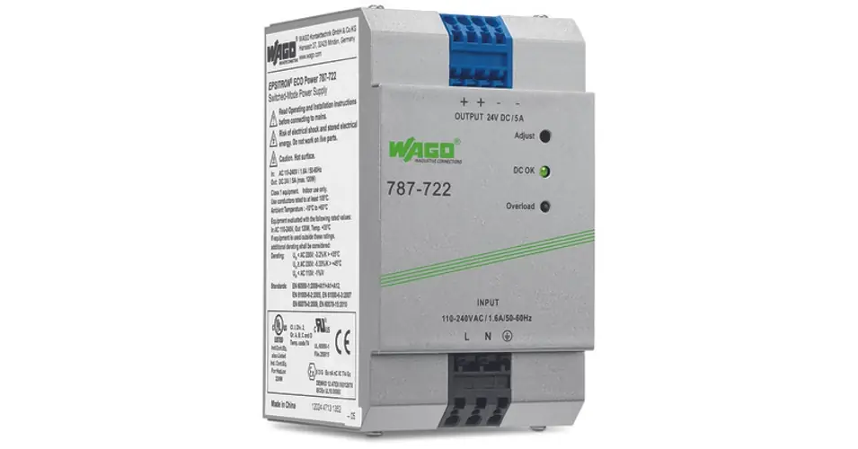 DC tápegység 85-264VAC-be 130-373VDC-be 22-28VDC-ki 5A-ki stabilizált 4M WAGO Prémium