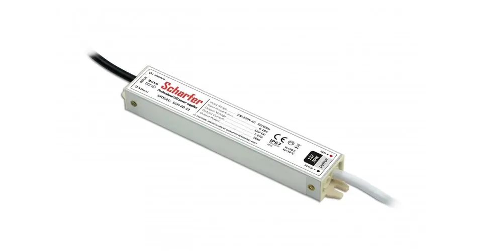 LED trafó állandó áramú 20W 12V 1,67mA fém tokozás-ház IP67 Scharfer Exkluzív ajánlat