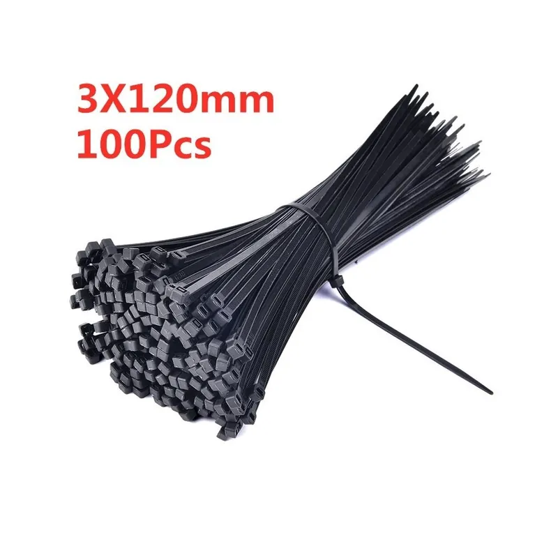 Biztonságos fizetés Szín: 3 x 120mm4 - 100 DB 3 X 60/80/100/120/150/200 mm fehér fekete tejkábel vezetékes cipzárak önzáró nylon
