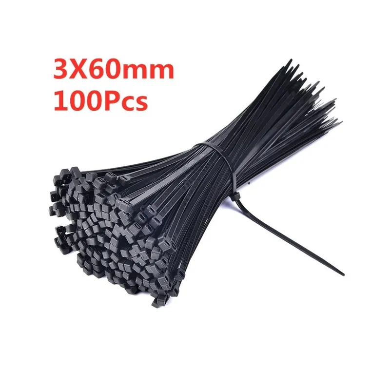 Szín: 3 x 60mm1 - 100 DB 3 X 60/80/100/120/150/200 mm fehér fekete tejkábel vezetékes cipzárak önzáró nylon Expressz szállítás