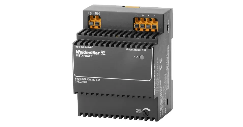 Tápegység sorolható 85-264VAC-be 95-370VDC-be 22-28VDC-ki 2.5A-ki 60W 4M PRO INSTA Weidmüller Újdonság
