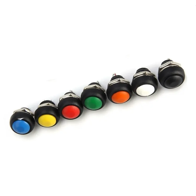 Szín: zöld - 6db 2Pin Mini Switch 12mm 1A vízálló kapcsoló 12V pillanatnyi Nyomógombos Kapcsoló a visszaállítás óta Ajánlat