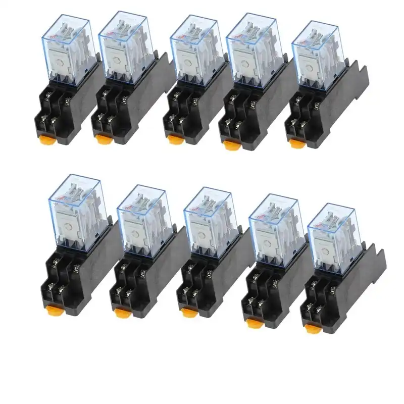 Mérete: DC 12V - 10 készlet/tétel általános célú relé MY2 DPDT 8 tűs MY2NJ relé 12V 24V 36V 110V 220V 380V relé Prémium