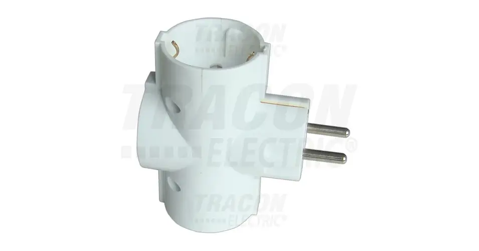 T-elosztódugó DIN(F)->3xDIN(F) fehér 16A 250V TRACON Népszerű