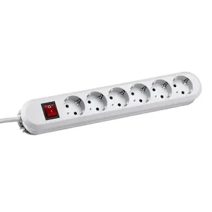 Biztonságos fizetés Asztali elosztósor gyerekvédős 1.5mm2 3m 6x2P+E/230V 16A kapcsolós fehér IP20 Smart Bachmann