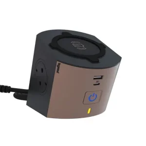 Legnépszerűbb Multifunkciós elosztó 2x2P+F, indukciós töltővel, USB-A + USB-C, 2 m vezetékkel, szürke-barna Legran