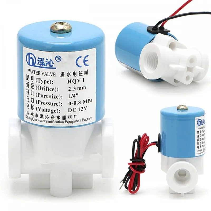 Árengedmény Praktikus G1/4" HQV1 mágnesszelep műanyag normál zárt 2 utas 12V DC 0-120PSI 0-0.8MPa miniatűr szelepek 40*30*60mm