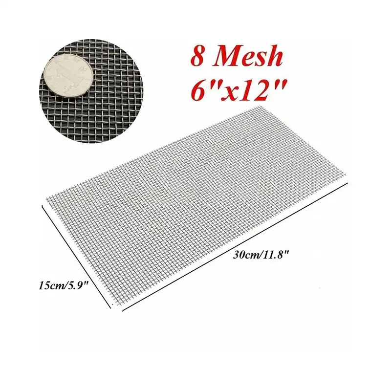 Szín: 8 Mesh - 5/8/20/30/40 hálós szőtt huzal kiváló minőségű rozsdamentes acél árnyékoló szűrőlap 15x30 cm Gyors szállítás