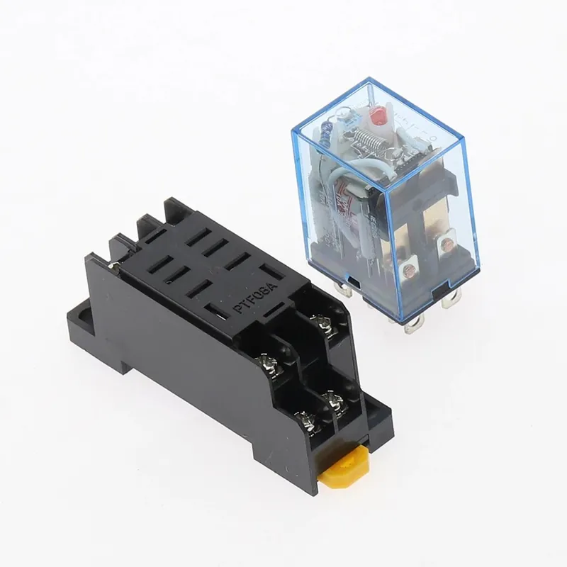 Végkiárusítás Mérete: AC 24V - 1Szett Kiváló minőségű 12V 24V DC 110V 220V AC tekercs táprelé LY2NJ DPDT 8 tűs HH62P JQX-13F