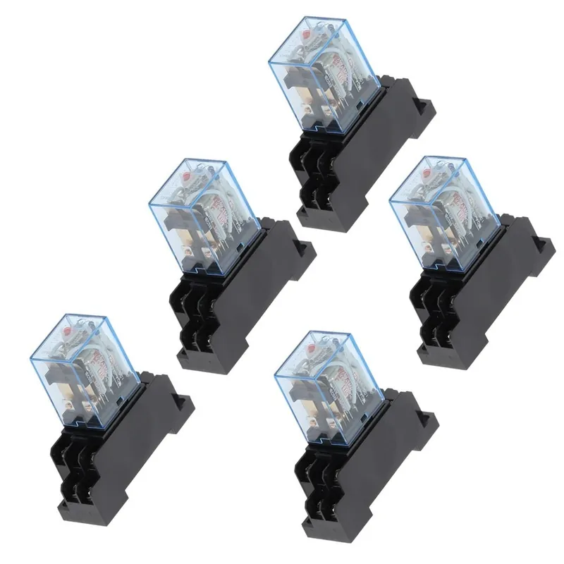 Ne maradj le Mérete: AC 12V - 5 készlet LY2NJ 12VDC 24VDC 110VAC 220VAC tekercs teljesítményrelé Mini relé 8 tűs DPDT 10A LY2N-J HH62P