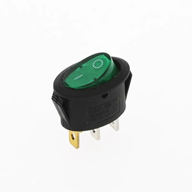 Kiárusítás Szín: zöld - 5db 25*16*23mm be/ki billenőkapcsoló 3 tűs kapcsoló 6A 250V 10A 125V AC elektromos tartozékok LED lámpával