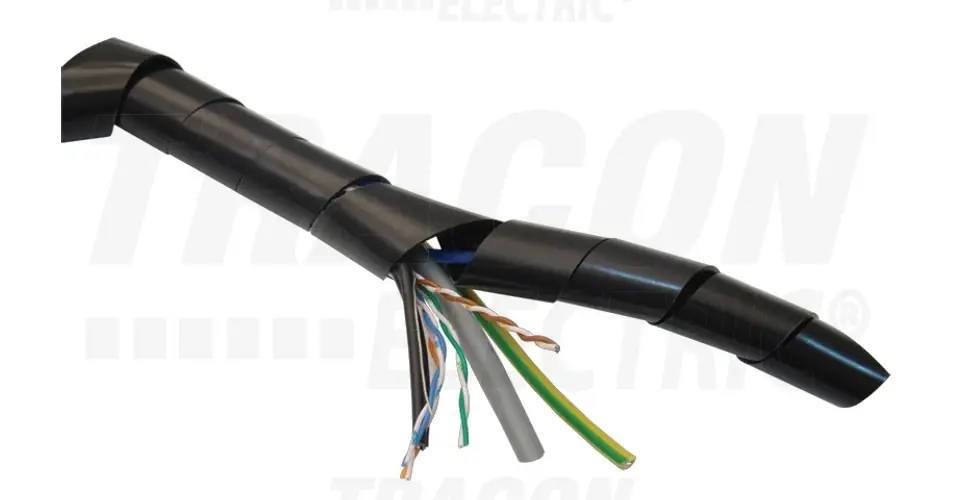 Vezetékspirál lapos 10m fekete 7-40mm TRACON Akciós ár